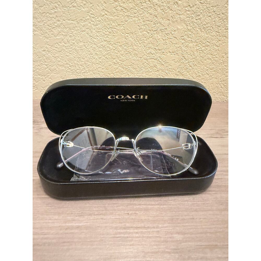 Coach HC5035 Aviator Eyeglass Frames Silver Metal 54-19-140 w/ Case